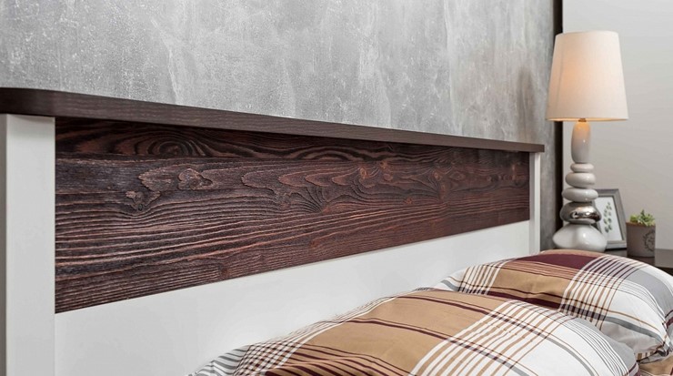 Двуспальная кровать Норвуд 32 с гибкими ламелями дерево, Белый-Орех шоколадный в Челябинске - изображение 4