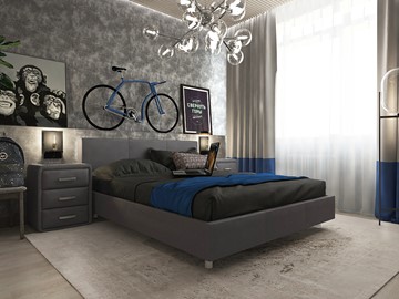 Кровать 2-спальная Novo 160х200, Рогожка (Savana Grey (серый)) в Миассе