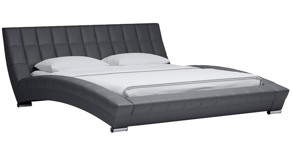 Кровать спальная Оливия 180 арт. Марика 485 к/з (серый) с основанием в Челябинске - изображение