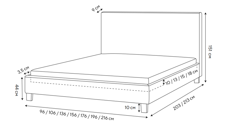 Кровать 2-спальная Rhomby 160х200, Рогожка (Тетра Бежевый) в Магнитогорске - изображение 1