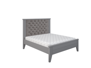 Кровать 2-спальная с каретной стяжкой Боринское Верона 1400, Серый в Миассе