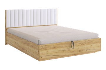 Кровать двуспальная с подъемным механизмом Адам, дуб крафт золотой/белоснежный (экокожа) в Миассе
