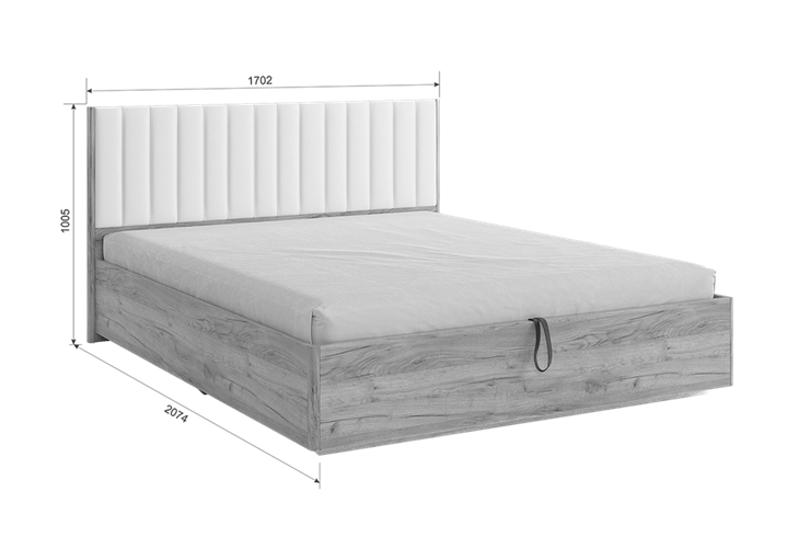 Кровать двуспальная с подъемным механизмом Адам, дуб крафт золотой/грей алькантара (велюр) в Челябинске - изображение 9