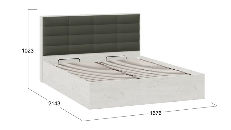 Двуспальная кровать с подъемным механизмом Агата тип 1 (Дуб крафт белый, Велюр Серый) в Челябинске - изображение 4