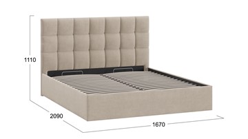 Кровать двуспальная с подъемным механизмом Эмбер тип 1 (Велюр Мокко светлый) в Челябинске - предосмотр 1