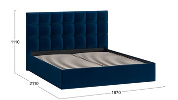 2-спальная кровать с подъемным механизмом Эмбер (Велюр Confetti Blue) в Челябинске - предосмотр 3
