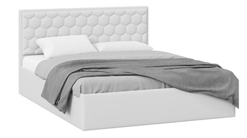 Кровать в спальню с подъемным механизмом Порто (Экокожа белая Polo) без заглушины в Миассе