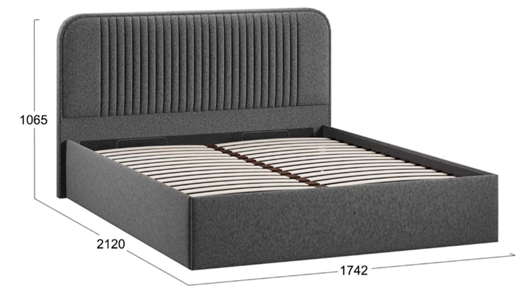 Кровать с подъемным механизмом с заглушиной Тиффани тип 1 (Микровелюр Jercy Graphite) в Челябинске - изображение 3