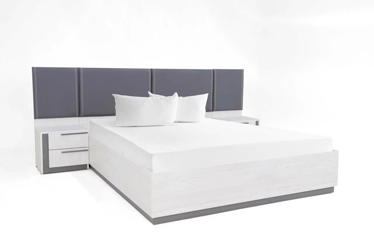 Двуспальная кровать с подъемным механизмом Винтер-16, винтерберг/темно-серый/спейс графит в Челябинске - изображение 5