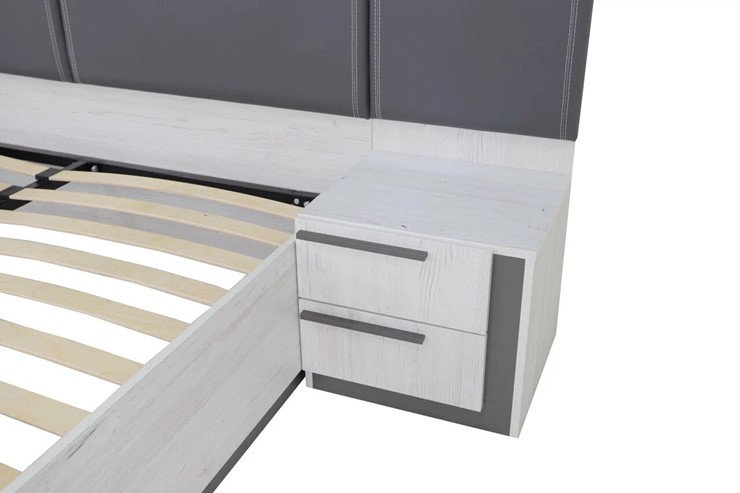 Двуспальная кровать с подъемным механизмом Винтер-16, винтерберг/темно-серый/спейс графит в Миассе - изображение 6