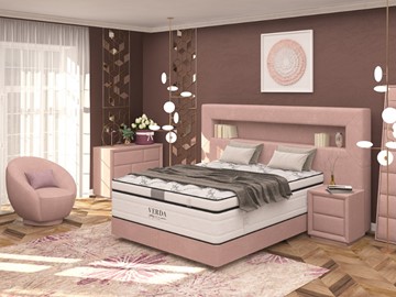 Кровать Smart/Podium M 160х200, Флок (Велсофт Винтажный розовый) в Челябинске