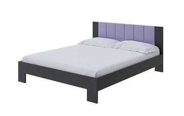 Двуспальная кровать Soft 1, 160х200, ЛДСП Черная+экокожа (Черный/Athens Пастельно-лавандовый) в Миассе