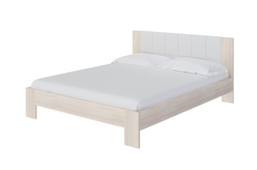 Кровать 2-спальная Soft 1, 160х200, ЛДСП Дуб Шамони+экокожа (Дуб Шамони с белым) в Миассе
