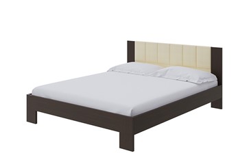 Двуспальная кровать Soft 140x200, ЛДСП Венге+экокожа (Дуб Венге/Athens Светло-бежевый) в Копейске