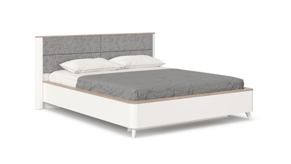 Кровать в спальню Стефания 1600 с кроватным основанием ЛД 413.150, Дуб Маувелла PR/Белый в Челябинске - изображение