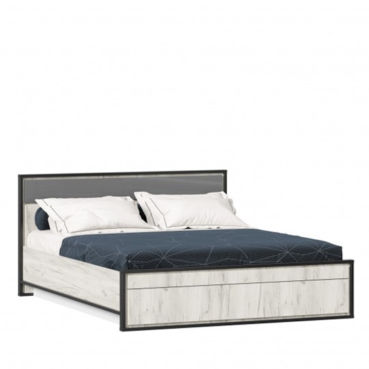 Двуспальная кровать Техно 1600 ЛД 678.141.000.012 с подъемным механизмом, Дуб крафт белый/Серый шифер в Копейске - изображение 2