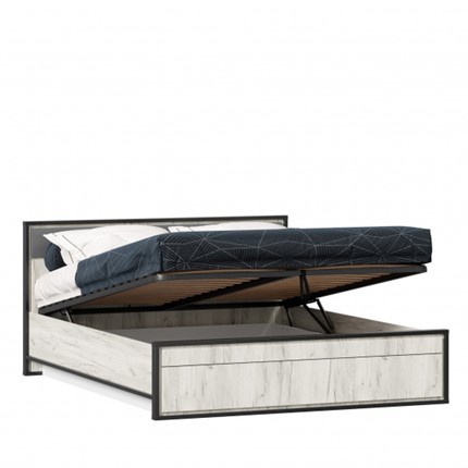 Двуспальная кровать Техно 1600 ЛД 678.141.000.012 с подъемным механизмом, Дуб крафт белый/Серый шифер в Копейске - изображение