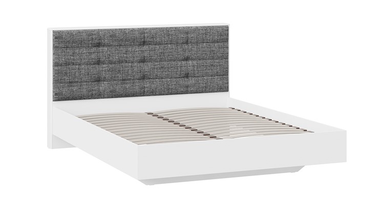 Спальная кровать Тесса (Белый Жемчуг/Рогожка серая) в Миассе - изображение 1