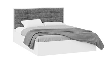 Кровать 2-х спальная Тесса (Белый Жемчуг/Рогожка серая) в Копейске