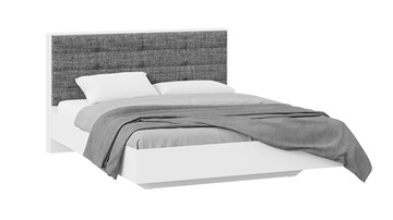 Спальная кровать Тесса (Белый Жемчуг/Рогожка серая) в Миассе