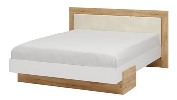 Спальная кровать Тоскана 1600 (Дуб крафт золотой/Белый поры глубокие) с основанием в Магнитогорске