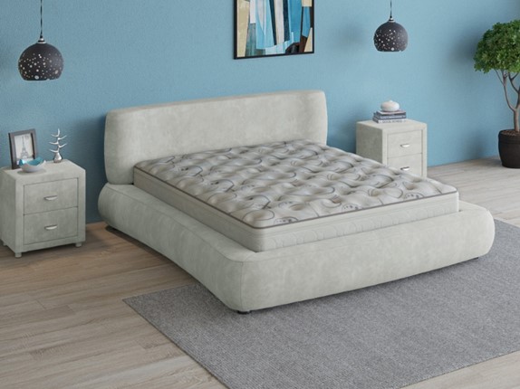 Двуспальная кровать Zephyr 160х200, Велсофт Бежевый в Миассе - изображение