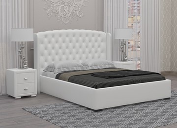 Кровать спальная Dario Classic 140x200, Экокожа (Белый) в Миассе