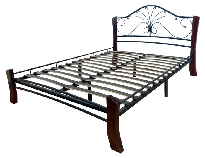Кровать полуторная Фортуна 4 Лайт, 1400, черный/шоколад в Миассе - изображение 1