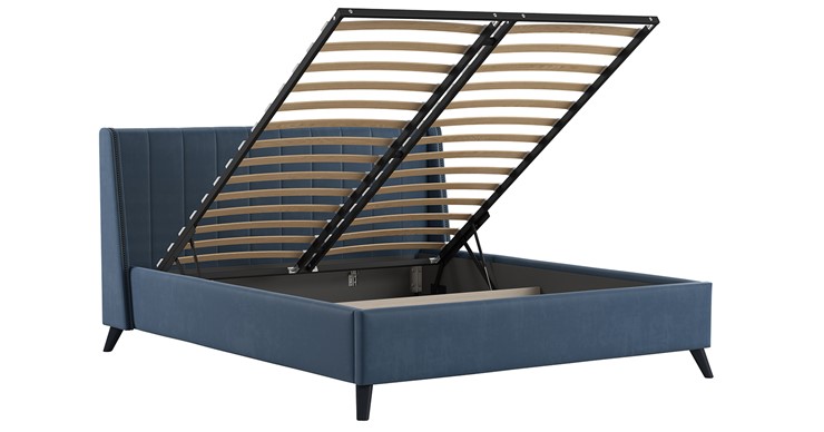 Кровать с механизмом Мелисса 180,арт. Тори 83 велюр (серо-синий) + кроватное дно в Миассе - изображение 2