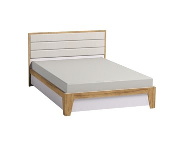 Двуспальная кровать Айрис 307 1600 с гибкими ламелями металл, Белый-Дуб золотистый в Челябинске - предосмотр