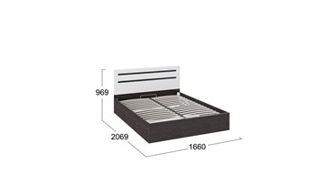 Двуспальная кровать с подъемным механизмом Фьюжн ТД-260.01.04 (Белый глянец, Венге Линум) в Челябинске - предосмотр 2