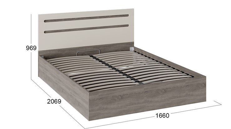 2-спальная кровать с подъемным механизмом Фьюжн ТД-260.01.04 (Бежевый, Дуб Сонома трюфель) в Челябинске - изображение 2