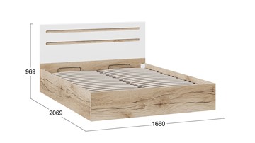 2-спальная кровать с подъемным механизмом Фьюжн ТД-260.01.04 (Дуб Делано, Белый глянец) в Миассе - предосмотр 3