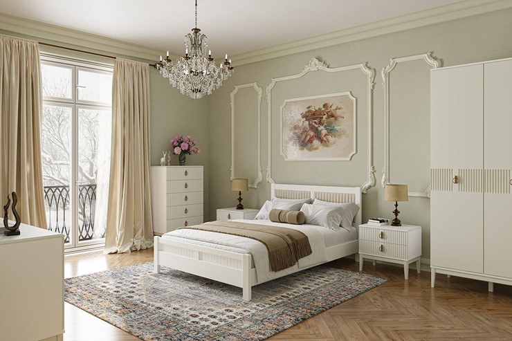 Кровать 2-спальная Фрида (белый античный) 160х200 в Миассе - изображение 2