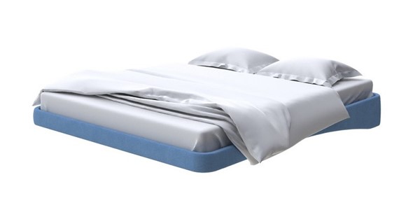 Кровать двуспальная парящая 160х200, Рогожка (Тетра Голубой) в Челябинске - изображение