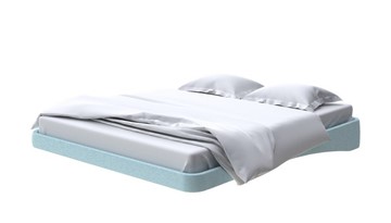 Парящая кровать 2-спальная 160х200, Велюр (Scandi Cotton 20 Голубой Лед) в Миассе