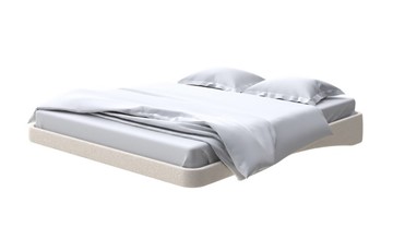 Кровать двуспальная парящая 180х200, Искусственная шерсть (Лама Бежевый) в Миассе
