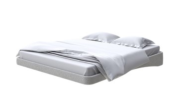 Кровать двуспальная парящая 200х200, Искусственная шерсть (Лама Светло-серый) в Миассе