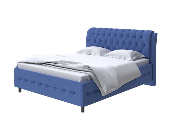1,5-спальная кровать Como (Veda) 4 140х200, Велюр (Scandi Cotton 23 Кобальт) в Челябинске - изображение