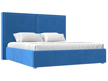 Двуспальная кровать с механизмом Аура 160, Голубой (Велюр) в Челябинске