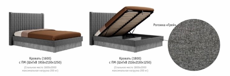 Двуспальная кровать с механизмом Бержер, 1600, Б 2.0.5 в Челябинске - изображение 2
