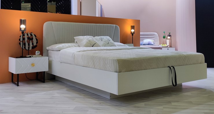 Кровать с механизмом 1.5-спальная Марсель-11 (Белый, ткань Catania white) 1400 в Челябинске - изображение 4
