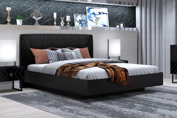 Кровать с механизмом 2х-спальная Марсель-11 (Черный, ткань Fenix black) 1600 в Челябинске - предосмотр 2