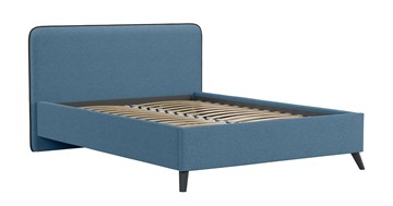 Кровать с механизмом Миа, 140 Bravo blue (светло-синий) / кант Лайт 10 Велюр (коричневый) + кроватное дно в Челябинске - предосмотр 1