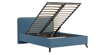 Кровать с механизмом Миа, 140 Bravo blue (светло-синий) / кант Лайт 10 Велюр (коричневый) + кроватное дно в Миассе - предосмотр 2