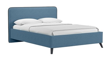Кровать с механизмом Миа, 140 Bravo blue (светло-синий) / кант Лайт 10 Велюр (коричневый) + кроватное дно в Миассе - предосмотр