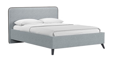 Кровать с механизмом Миа, 140 Bravo grey (серый) / кант Лайт 10 Велюр (коричневый) + кроватное дно в Миассе