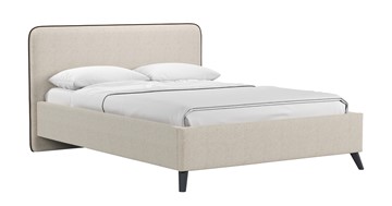 Кровать с механизмом 1.5-спальная Миа, 140 Bravo white (светло-бежевый) / кант Лайт 10 Велюр (коричневый) + кроватное дно в Миассе