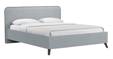 Кровать с механизмом Миа, 160 Bravo grey (серый) / кант Лайт 10 Велюр (коричневый) + кроватное дно в Миассе