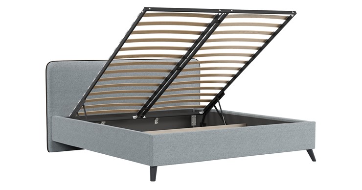 Кровать с механизмом Миа, 180 Bravo grey (серый) / кант Лайт 10 Велюр (коричневый) + кроватное дно в Миассе - изображение 2